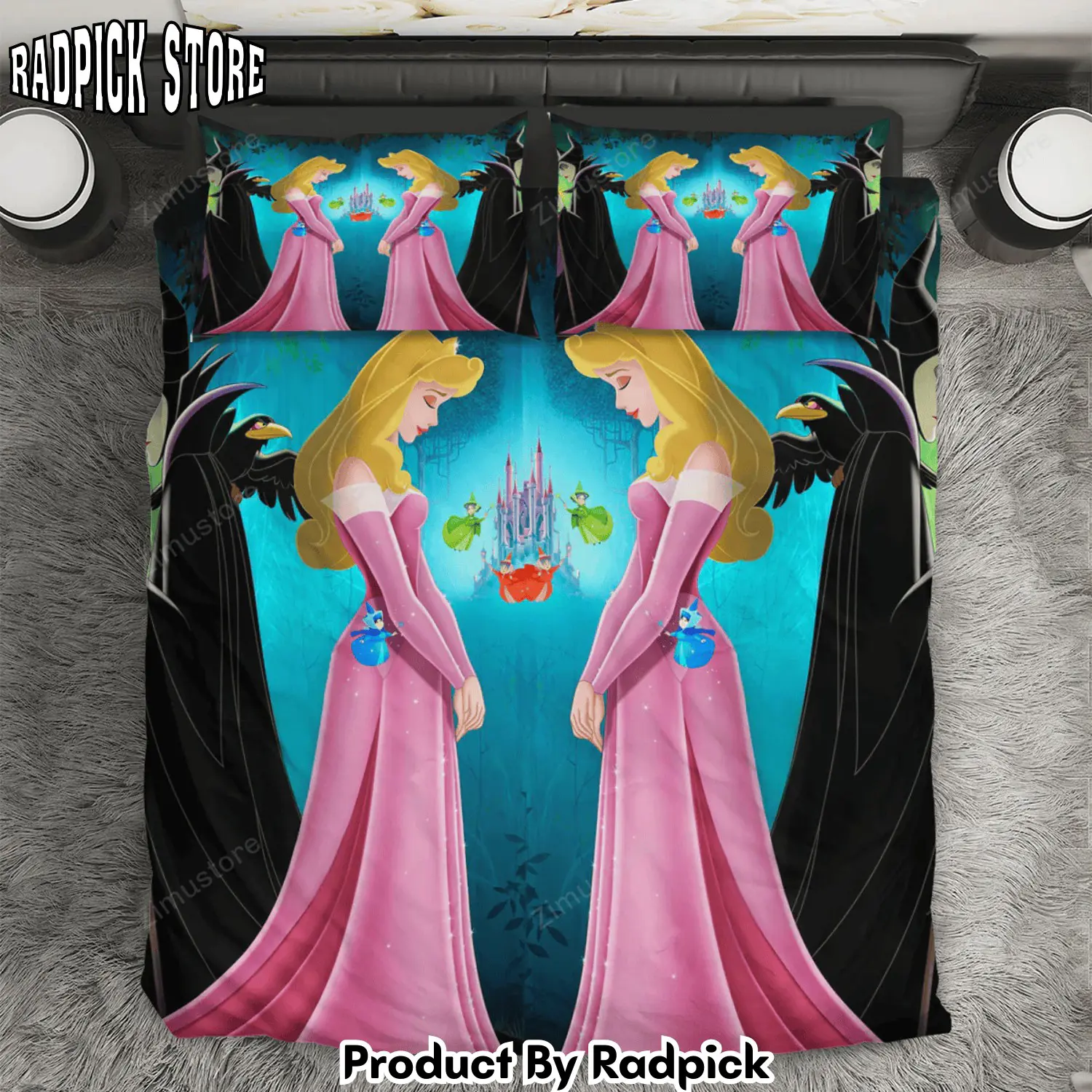 Radpick sleeping beauty and maleficent disney 23 3pcs 3pcs bedding set duvet cover and pillow cases gift for fan rp3272270